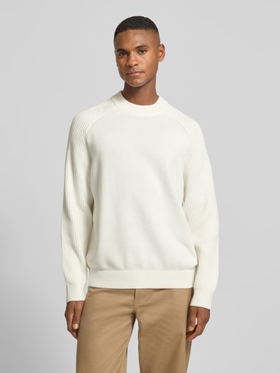 Selected Homme Sweter z dzianiny o kroju regular fit z czystej bawełny model ‘DERECK’ Złamany biały 4