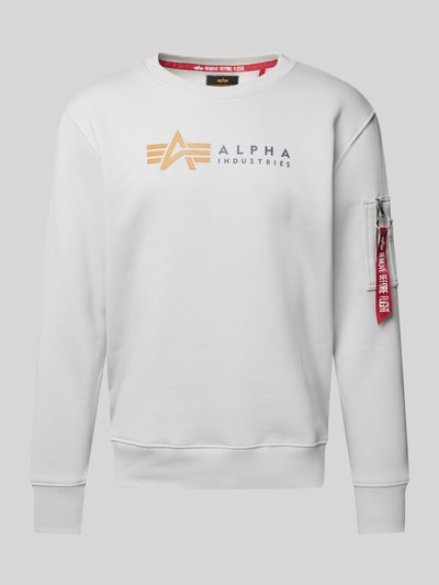 Alpha Industries Sweatshirt mit Label-Print und Reißverschlusstasche Hellgrau 2