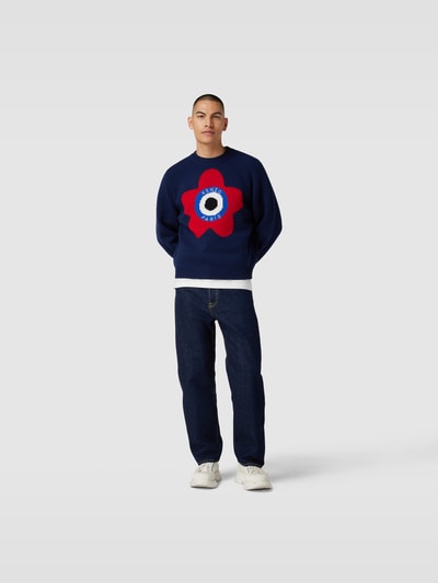 Kenzo Straight Fit Jeans mit Kontrastnähten Dunkelblau 1