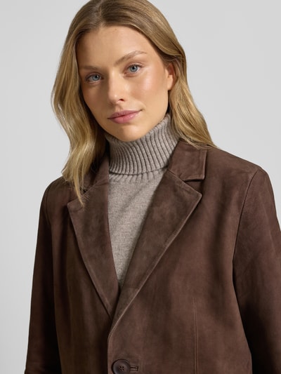 My Essential Wardrobe Regular Fit Blazer aus echtem Ziegenvelours Modell 'Tara' Schoko 3