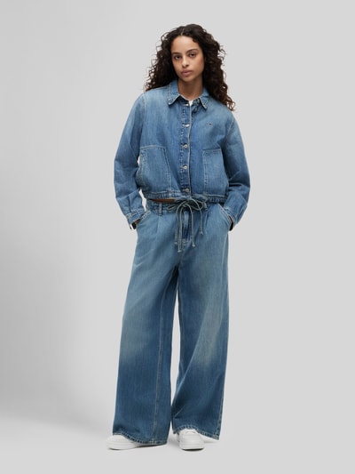 Tommy Jeans Spodnie z szerokimi nogawkami z mieszanki bawełny i lnu Jeansowy niebieski 1
