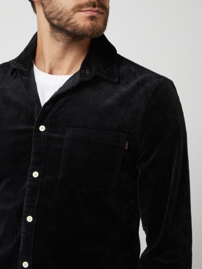 REVIEW Slim Fit Cordhemd mit Stretch-Anteil Schwarz 3
