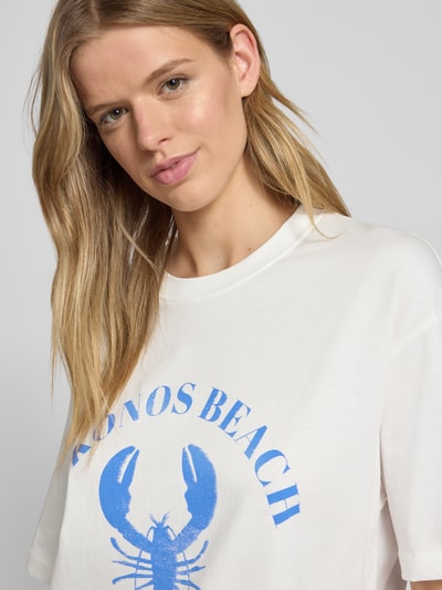 Gina Tricot Oversized T-Shirt mit Motiv-Print und Rundhalsausschnitt Ecru 3