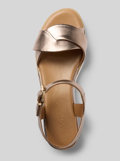 INUOVO Sandalette aus Leder mit glatter Sohle Metallic Braun 3