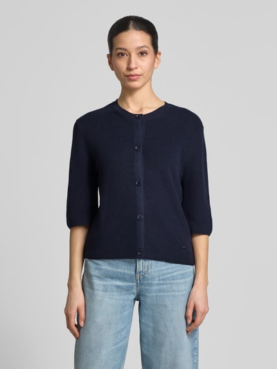 s.Oliver RED LABEL regular fit gebreid jack van katoenmix Marineblauw - 4
