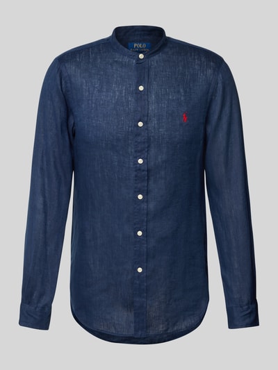 Polo Ralph Lauren Slim Fit Leinenhemd mit Stehkragen Marine 2