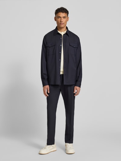 CRUNA Regular fit overhemdjack met borstzakken, model 'Osaka' Marineblauw - 1