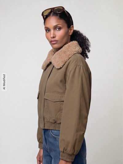 ONLY Bomberjacke mit Teddykragen Oliv 3