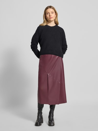 Oui Midirock in Leder-Optik im asymmetrischen Design Bordeaux 1