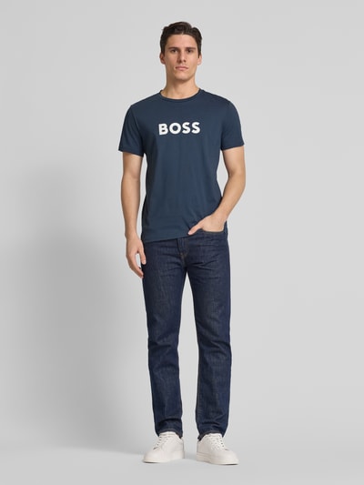 BOSS T-Shirt mit Label-Print Dunkelblau 1