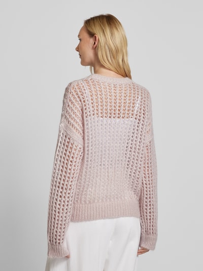 Stefanel Gebreide pullover met broderie anglaise Lichtroze - 5