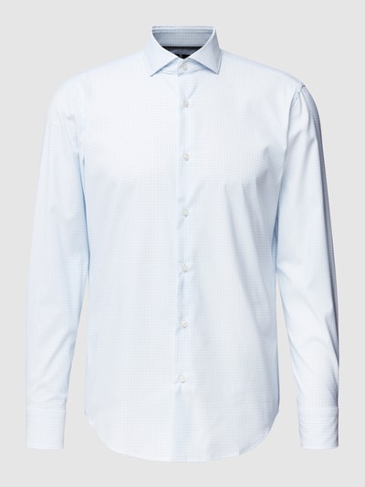 BOSS Modern Fit Koszula biznesowa ze wzorem w kratę Błękitny 2