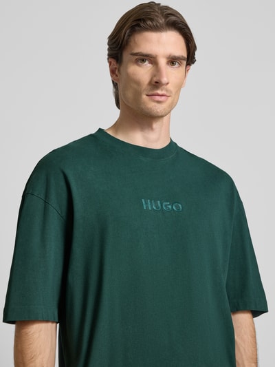 HUGO Oversized T-shirt van puur katoen, model 'DELW' Donkergroen - 3