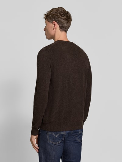 Christian Berg Men Kaschmirpullover mit gerippten Abschlüssen Schoko Melange 5