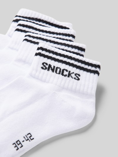 Snocks Socken mit Label-Stitching Modell 'Retro' Weiss 2