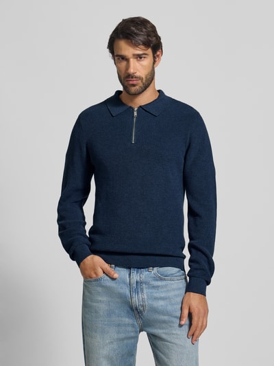 MCNEAL Gebreide pullover met reverskraag Marineblauw gemêleerd - 4