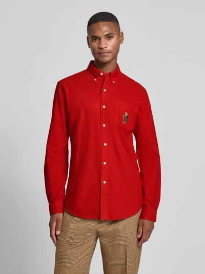 Polo Ralph Lauren Custom Fit Freizeithemd mit Motiv-Stitching Rot 4