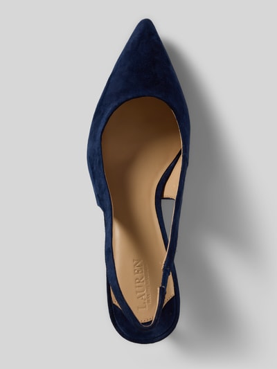 Produktfoto, Pumps mit Pfennigabsatz Modell 'LOLAH II' von Lauren Ralph Lauren, Optik: Unifarben, Schuhspitze spitz, Materialverarbeitung: Glattleder, Material: beschichtetes Rindsleder, Label-Prägung, Sohle leicht strukturiert, Farbe dunkelblau