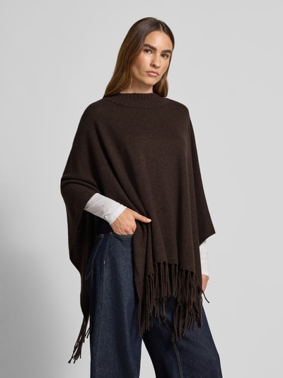 Herzensangelegenheit Poncho aus Baumwoll-Kaschmir-Mix Dunkelbraun 4