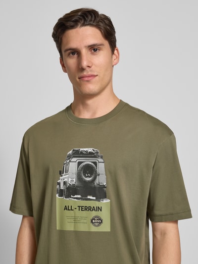 BOSS Orange Regular fit T-shirt van puur katoen, model 'WAGON' Kaki - 3