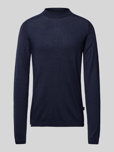 CG - Club of Gents Gebreide pullover met structuurmotief, model 'Bertie' Marineblauw - 2