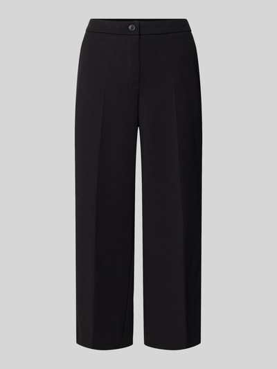Produktfoto, schwarze Hose mit Bügelfalten aus Material-Mix mit Stretch-Anteil, verkürzte Passform, Modell 'Hillda-650' von STEHMANN