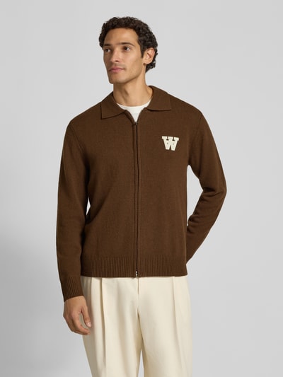 Wood Wood Cardigan van wol met tweewegritssluiting model 'Tay' Hazelnoot - 4