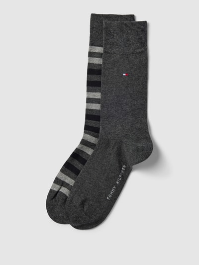 Tommy Hilfiger Sokken met labeldetail in een set van 2 paar, model 'DUO STRIPE SOCK' Middengrijs gemêleerd - 1