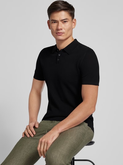 DRYKORN Slim Fit Poloshirt mit Strukturmuster Modell 'Triton' Black 3