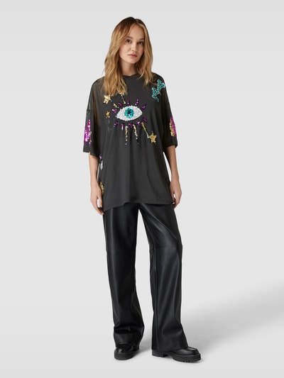 Karo Kauer Oversized T-Shirt mit Paillettenbesatz Black 1
