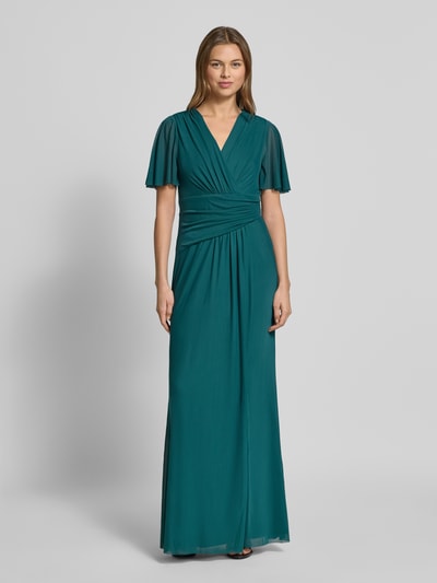 Christian Berg Cocktail Abendkleid mit V-Ausschnitt Dunkelgruen Melange 4