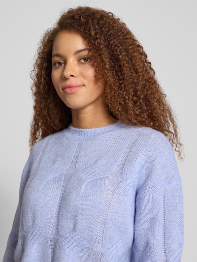 Pieces Relaxed Fit Strickpullover mit Woll-Anteil Modell 'JENNA' Hellblau 3