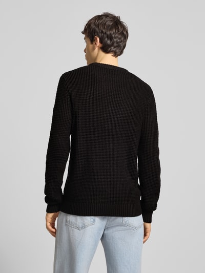 Jack & Jones Gebreide pullover met ribboorden, model 'LIAM' Zwart - 5