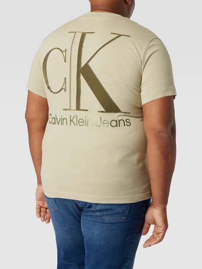 CK Jeans Plus PLUS SIZE T-Shirt mit Label-Print Modell 'HIGH SHINE' Beige 5