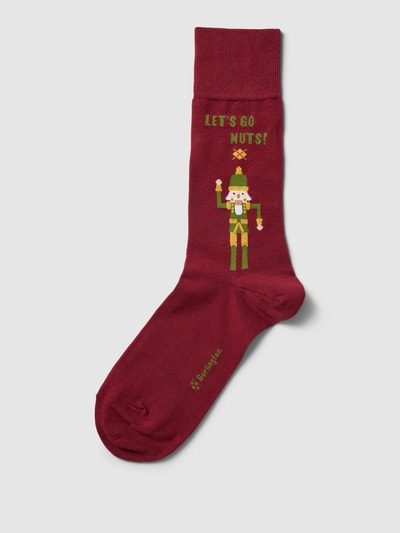 Burlington Socken mit Motiv-Stitching Modell 'NUTTY NUTCRACKER' Bordeaux 1