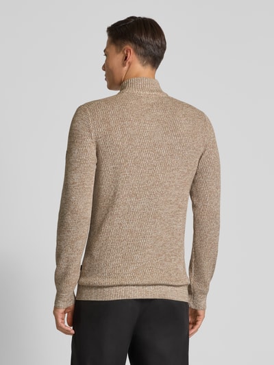 camel active Slim fit schipperstrui met ritssluiting, model 'Mouline' Offwhite gemêleerd - 5