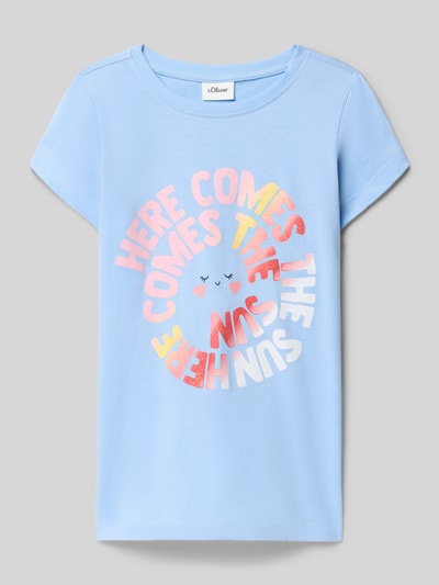 s.Oliver RED LABEL Regular Fit T-Shirt mit Glitzer-Print Bleu 1