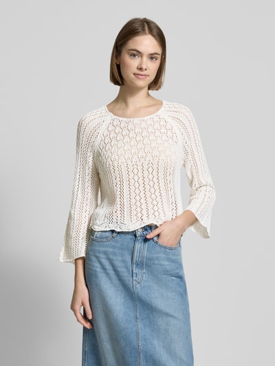 Only Cropped Strickpullover mit Baumwoll-Anteil Modell 'NOLA' Offwhite 4