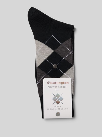 Burlington Sokken met argyle-stitching, model 'Covent' Zwart - 3