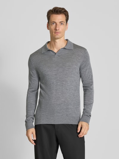 SELECTED HOMME Regular fit poloshirt van zuivere wol, model 'TRAY' Middengrijs - 4