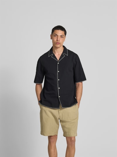 Officine Générale Freizeithemd mit Knopfleiste Black 4