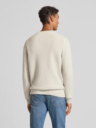 MAERZ Muenchen Strickpullover aus Schurwolle mit Strukturmuster Offwhite 5