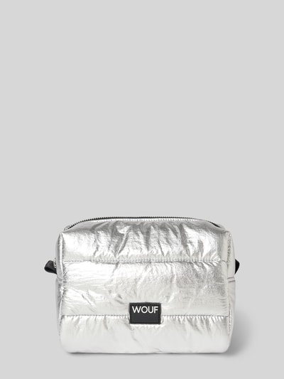 WOUF Kosmetiktasche mit Label-Patch Modell 'Silver Glossy' Silber 1