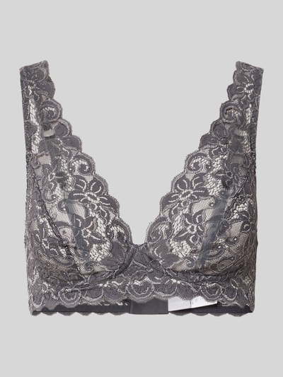 Hanro Soft-BH mit französischer Spitze Modell 'MOMENTS' Dunkelgrau 1