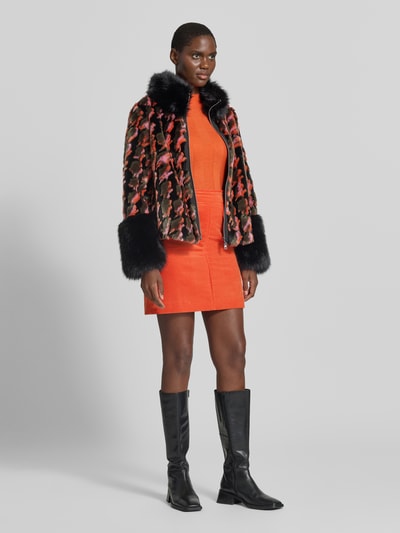 Marc Cain Regular Fit Webpelzjacke mit Zweiwege-Reißverschluss Modell 'COLLECTIONS D' Orange 1