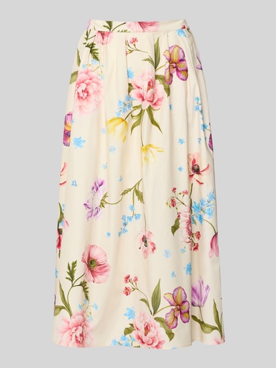 Produktfoto, Midirok im All-over look van Oui, puur katoen, a-lijn, ritssluiting, bandwijdte maat 36 36 cm, totale lengte 80 cm