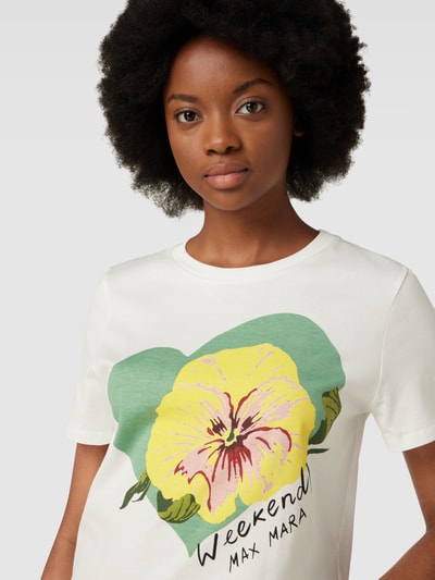 Weekend Max Mara T-shirt met label- en motiefprint, model 'YEN' Wit - 3