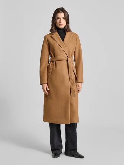 Zero Mantel mit Reverskragen und Bindegürtel Hellbraun 4