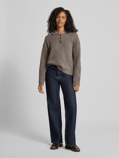 My Essential Wardrobe Oversized gebreide pullover met polokraag, model 'Paloma' Lichtblauw gemêleerd - 1