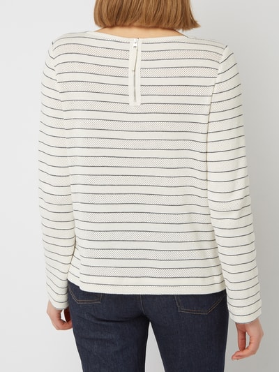 Marc O'Polo Pullover mit perforiertem Streifenmuster  Offwhite 5